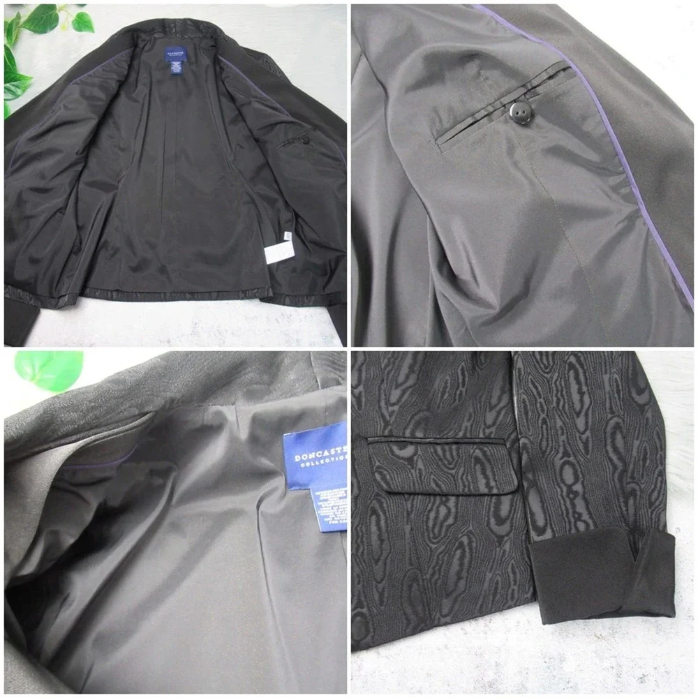 DONCASTER Black Wood Grain Pattern Fitted Jacket Blazer Women’s Size 16P